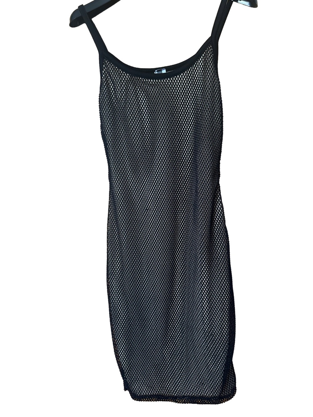 Sheer Black Mesh Mini Dress with Slim Straps